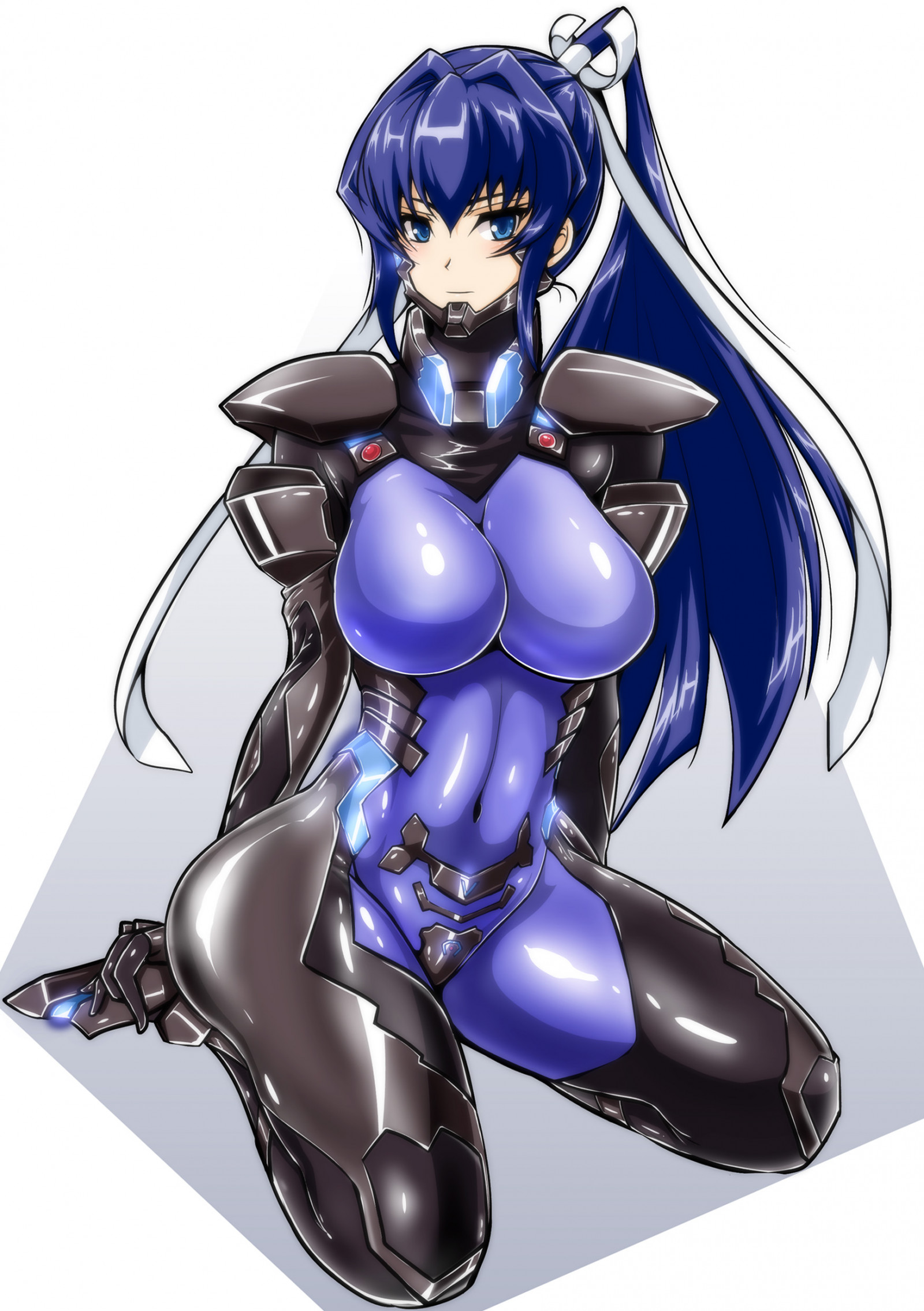 anime, anime dívky, MUV Luv, Muv Luv Alternative, Mitsurugi Meiya, koňský ohon, modré vlasy, prsa, umělecká díla, digitální umění, fan art