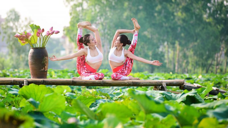 jungel,gymnastikk,kvinner utendørs,asiatisk,blomst,fysisk form