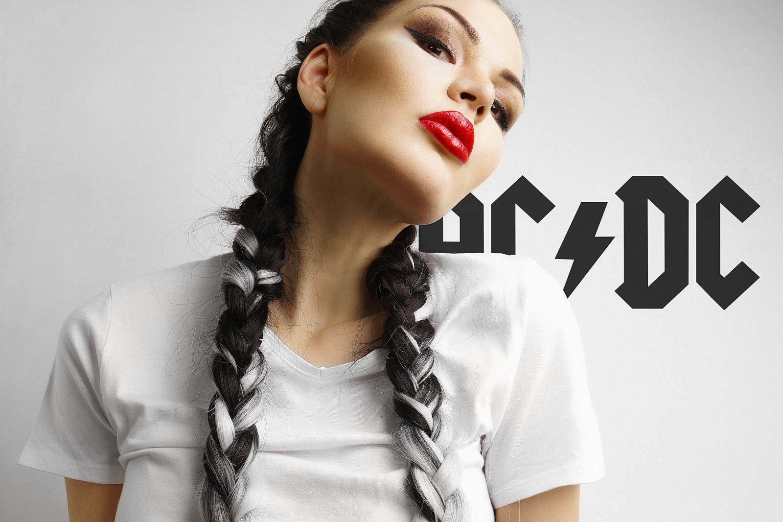 Nikolay Khvatov, makeup, red lipstick, long hair, women, model
