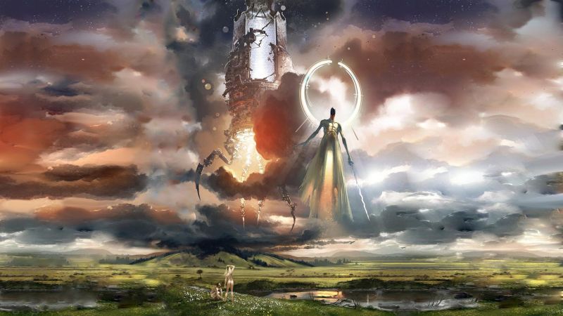 tájkép,nők,fantasy art,ég,tudományos-fantasztikus,felhő