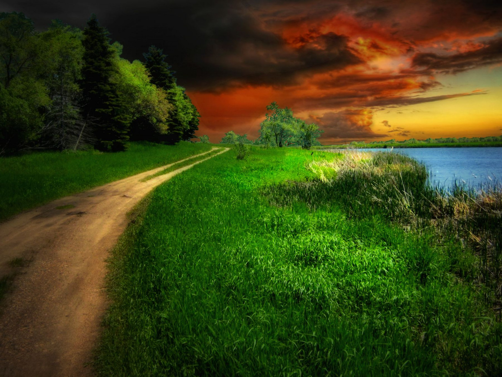 sollys, landskab, Skov, bakke, sø, natur, græs, himmel, Mark, vej, storm, aften, morgen, horisont, atmosfære, Bank, landdistrikterne, Sky, træ, daggry, græsarealer, vegetation, eng, almindeligt, skyer, prærie, North Dakota, landdistrikt, computer tapet, fænomen, økoregion