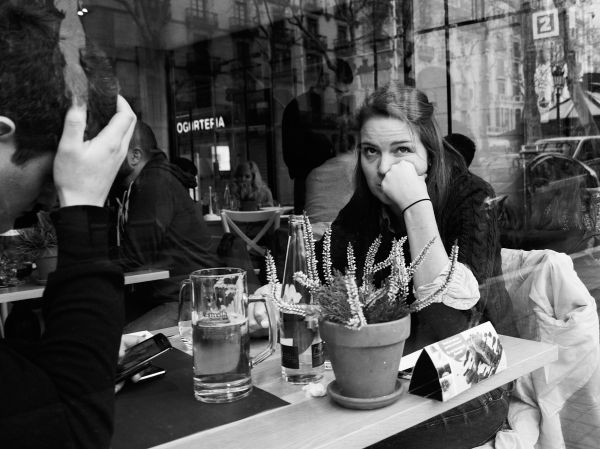 people, white, black, monochrome, street, water