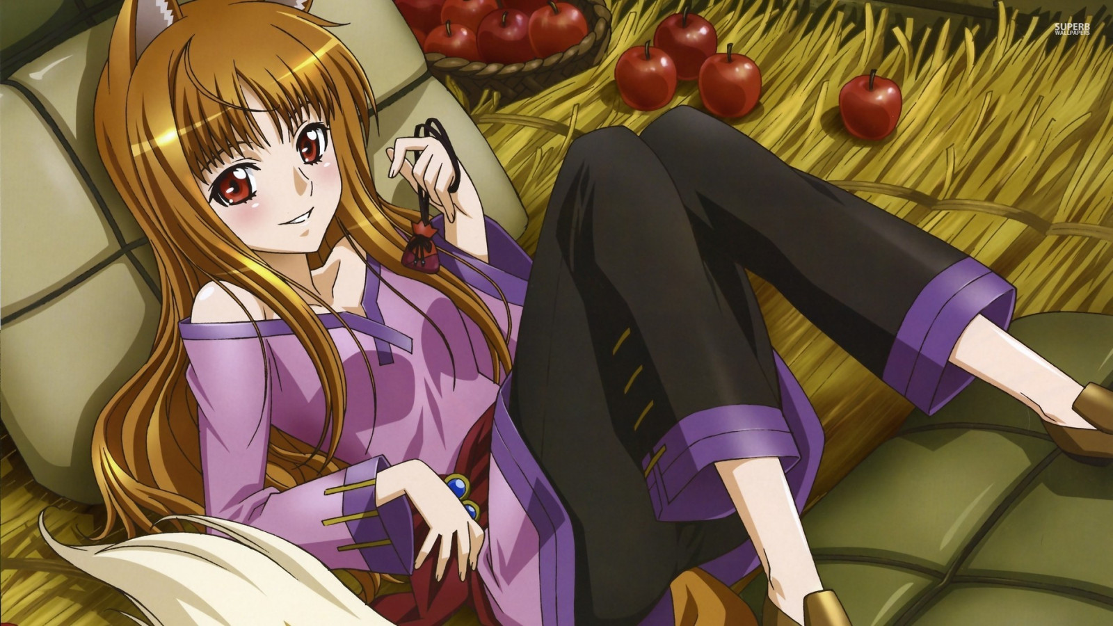 ilustrace, anime, anime dívky, kreslená pohádka, Holo, Koření a vlk, Okamimimi, Snímek obrazovky, mangaka