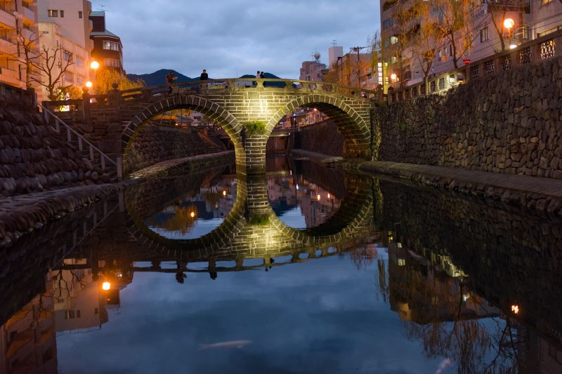 most, Japonsko, noc, cestovat, mezník, turista