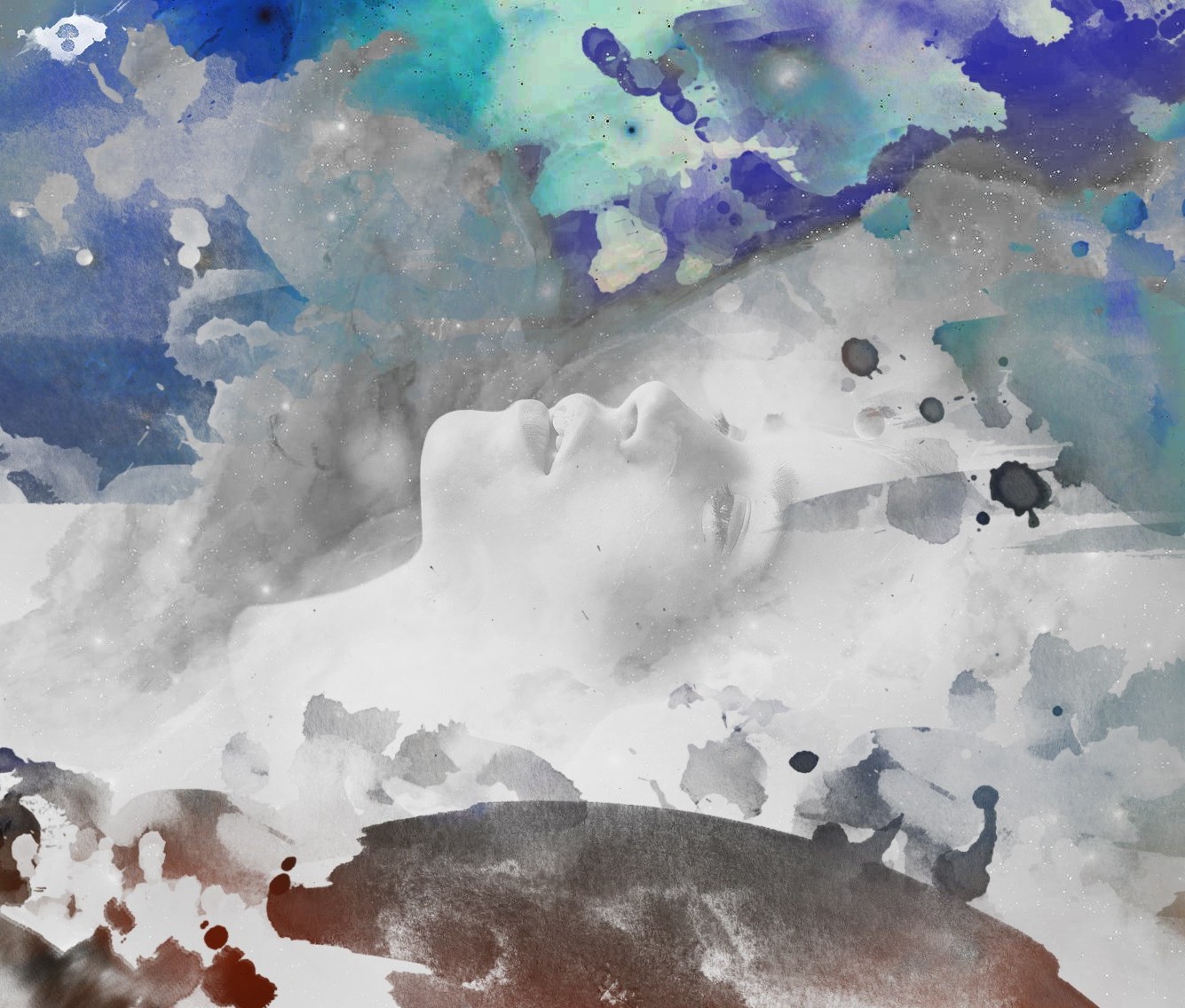 1335x1136 px, visage, galaxie, La peinture, espace, texture