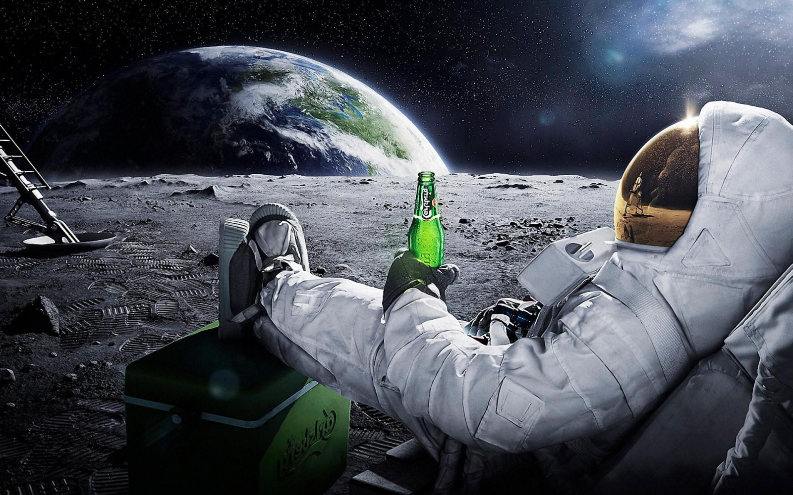 1920x1200 px, astronauts, beers, Carlsberg, Earth, landing, Moon, outer, relaxing, space