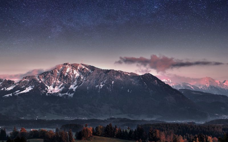 landscape, mountains, night, nature, snow, winter landscape, mountains, night, nature, snow, winter
