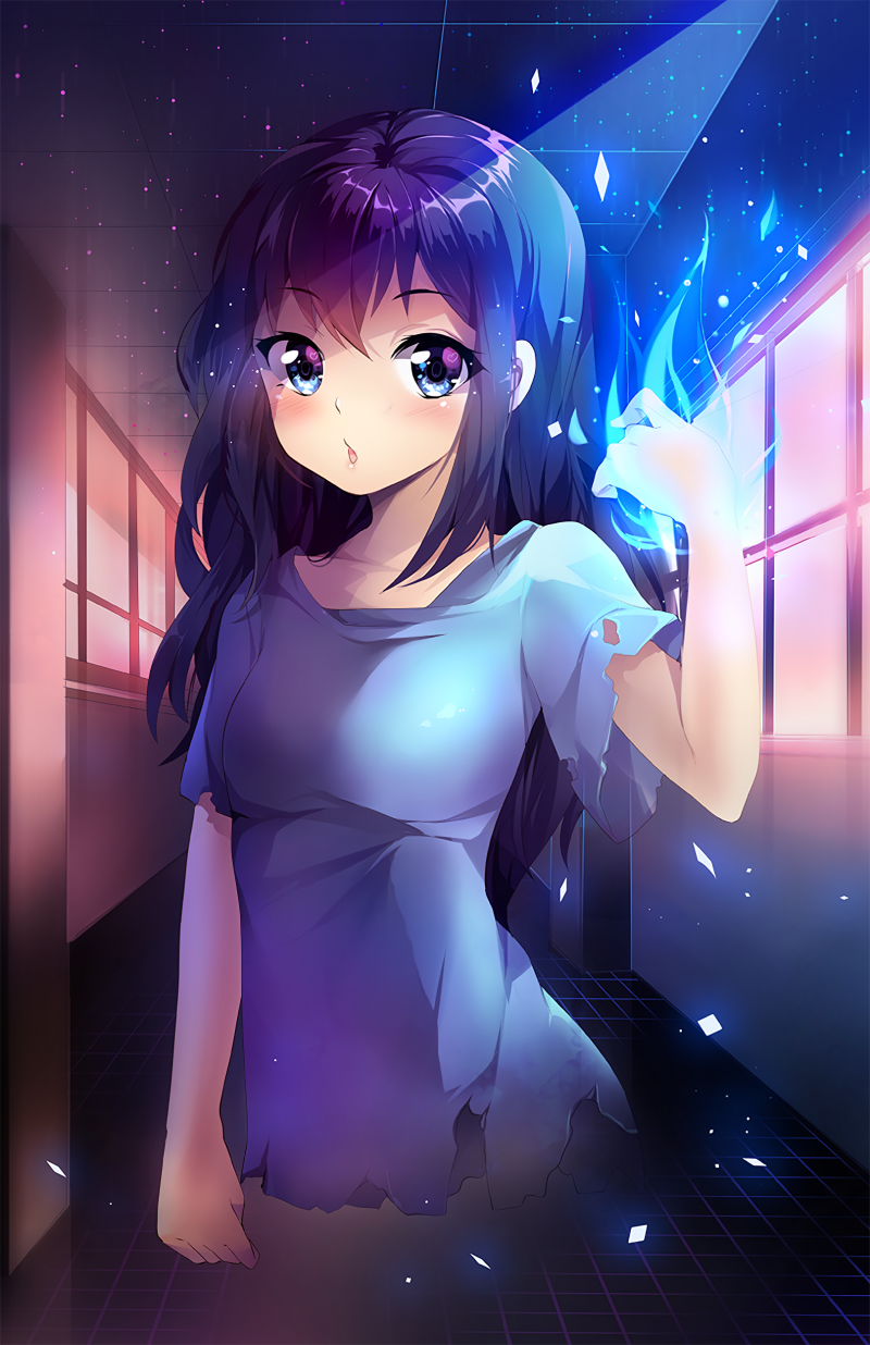 dlouhé vlasy, anime, anime dívky, modré vlasy, modré oči, černé vlasy dlouhé vlasy, anime, anime dívky, modré vlasy, modré oči, černé vlasy