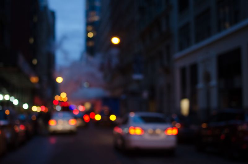 pouliční osvětlení, ulice, noc, město, panoráma města, auto