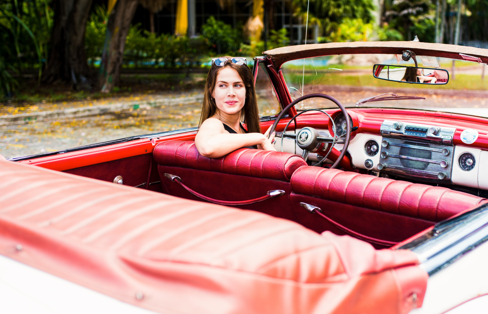 Wallpaper woman, classic, girl, car, sunglasses, model, pretty, Cuba