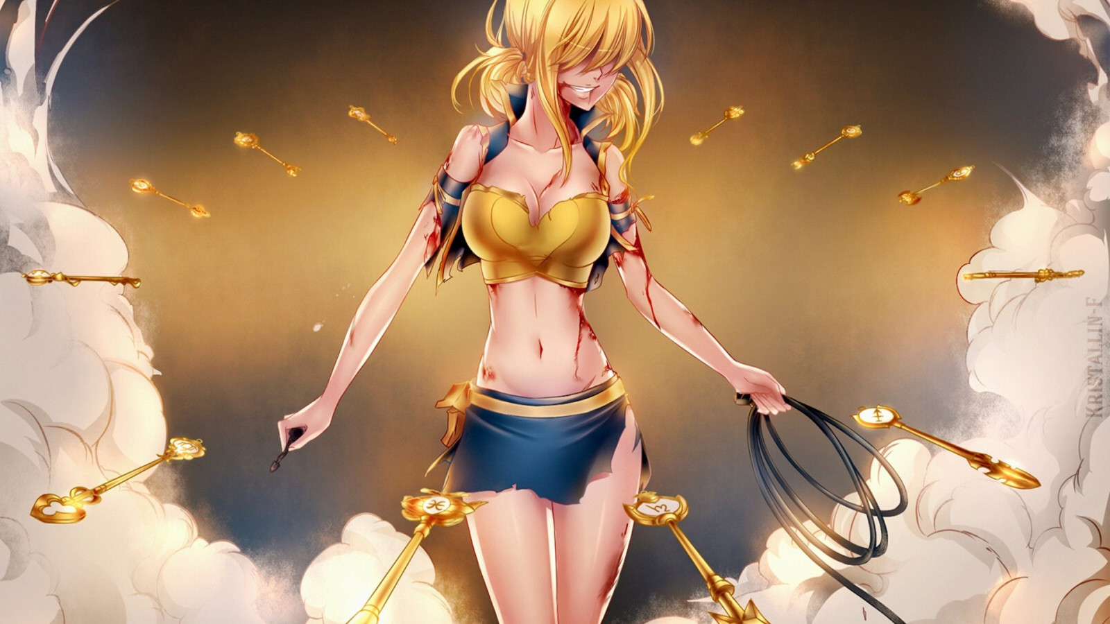 blondýnka, anime, anime dívky, krev, klávesy, Pohádka, mytologie, Heartfilia Lucy, Zvěrokruh, Lucy, Snímek obrazovky