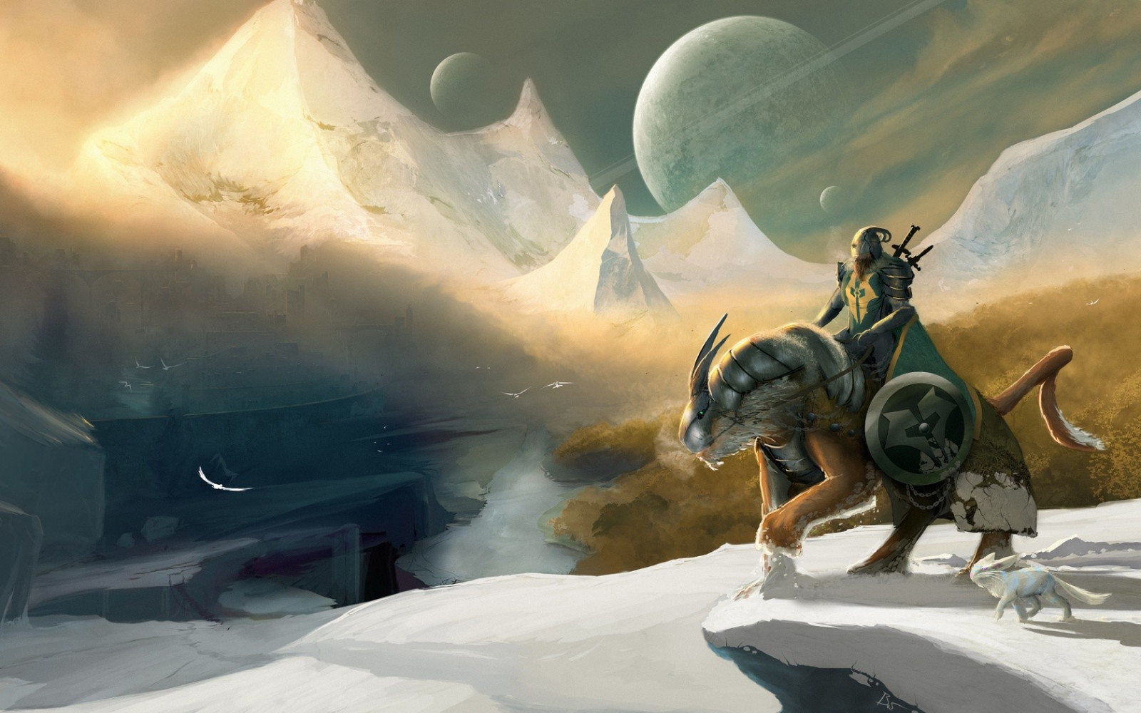 výkres, hory, digitální umění, fantasy umění, sníh, zima, umělecká díla, Snímek obrazovky, počítač tapeta