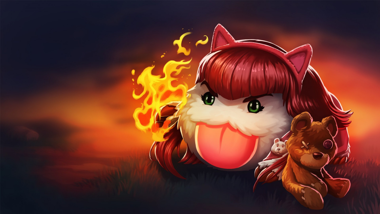 illustrazione, anime, rosso, League of Legends, Annie League of Legends, Poro, immagine dello schermo, sfondo del computer