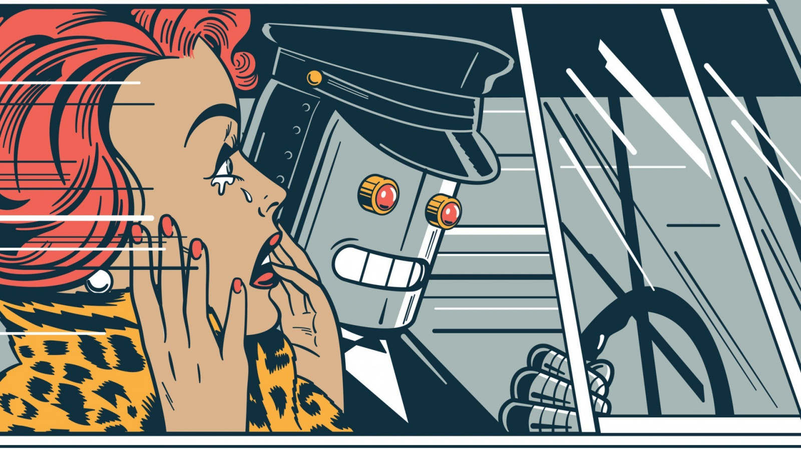 ภาพวาด, ภาพประกอบ, ศิลปะดิจิตอล, ผู้หญิง, หัวแดง, ศิลปะจินตนาการ, อะนิเมะ, หุ่นยนต์, รถ, หมวก, นิยาย, ภายในรถยนต์, การ์ตูน, ตาแดง, เหล้าองุ่น, ร้องไห้, ไดร์เวอร์, การ์ตูน, ศิลปะ, ตัวอักษร, หนังสือการ์ตูน, นวนิยาย