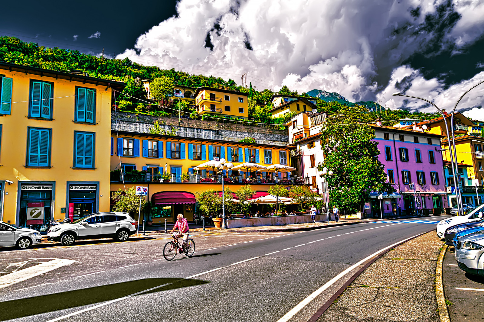 ulice, budovy, Italia, pouzdro, canon5d, Bergamo, HDR, palazzi, Lovere, marcotrovo