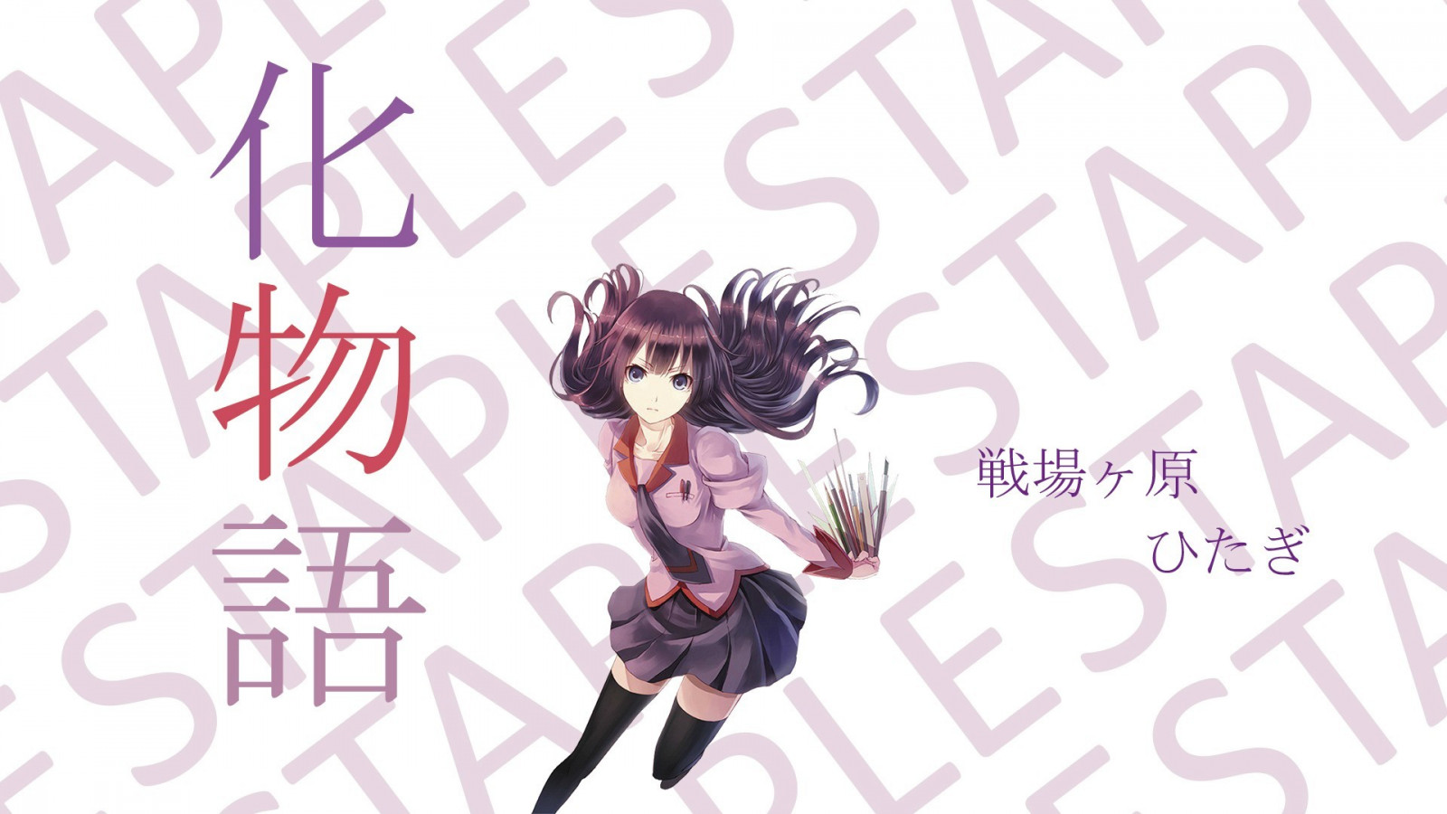 výkres, ilustrace, Monogatari Series, anime, kreslená pohádka, Senjougahara Hitagi, skica, font, mangaka