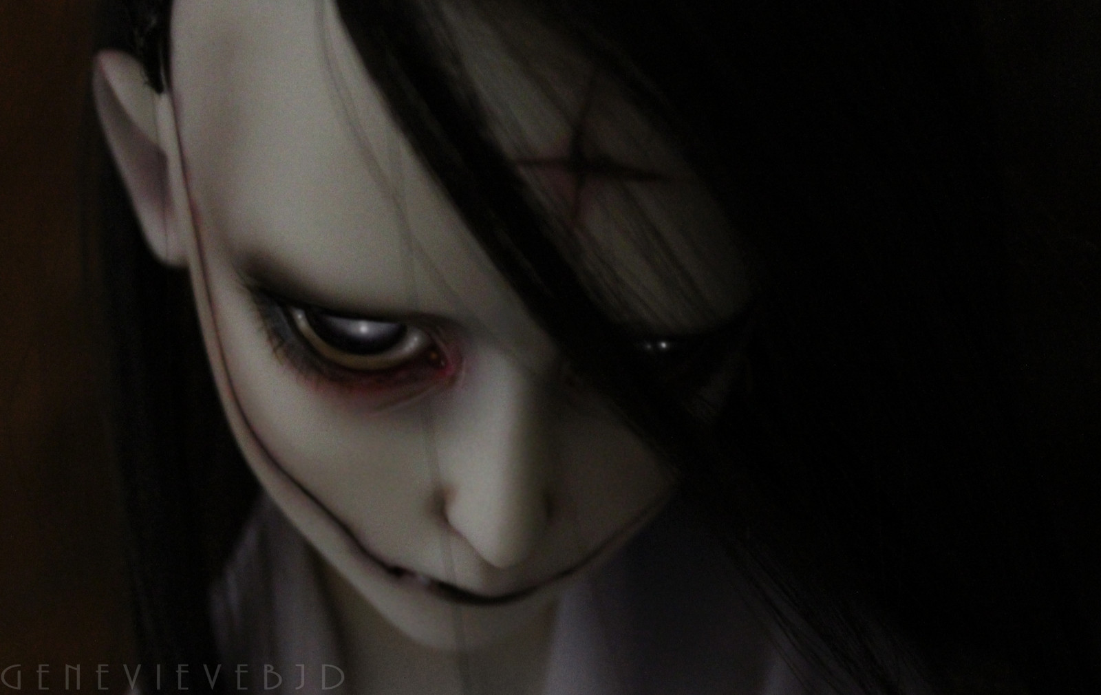 tvář, bílý, hrůza, černé vlasy, pusa, duch, nemrtvý, míč, jizvy, panenka, hlava, Stehy, Hybridní, Ghast, dívka, oko, strašidelný, hvězda, super, tma, netvor, dollfie, BJD, počítač tapeta, fiktivní postava, řasa, děsný, abjd, spojované, sd, pryskyřice, Dfh, Rodinné, Dolkot, Dollghast, cg artwork