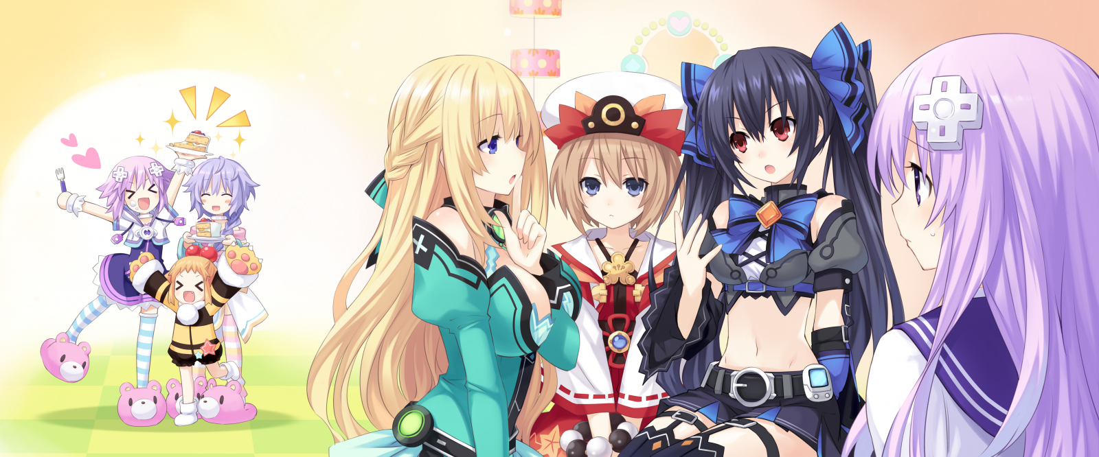 illustration, anime, Hyperdimension Neptunia, Neptune Hyperdimension Neptunia, Nepgear Hyperdimension Neptunia, Blanc Hyperdimension Neptunia, Vert Hyperdimension Neptunia, Noire Hyperdimension Neptunia, Plutia Hyperdimension Neptunia, mangaka