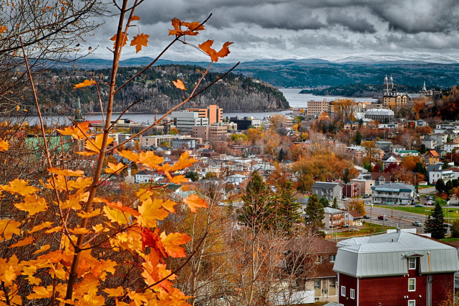 Fond d'écran paysage, Paysage urbain, hiver, soir, Canon, ville
