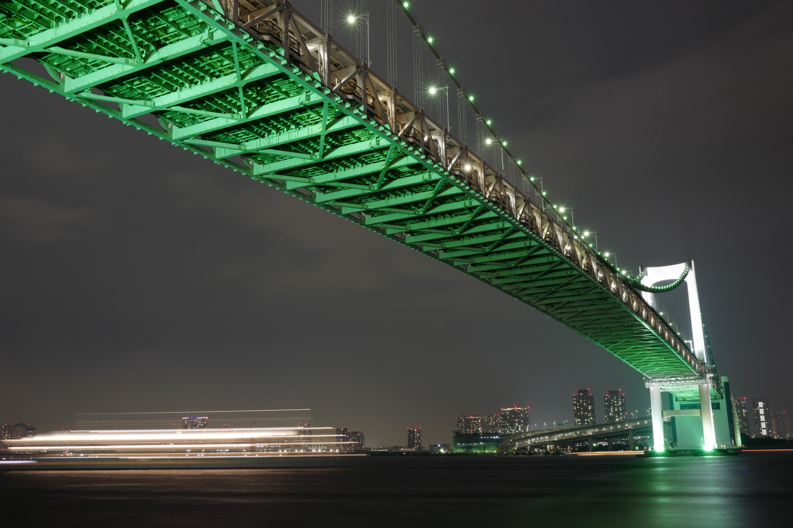 Japonsko, panoráma města, noc, mrakodrap, most, Dálnice, stadión, minout, Leica, Tokio, struktura, jp, světlo, osvětlené, mezník, duhový most, summilux, leicaq, summilux1728, q, 1728, iillumination, sportovní dějiště, nonbuilding struktura, kabel vydržel most, dálnice