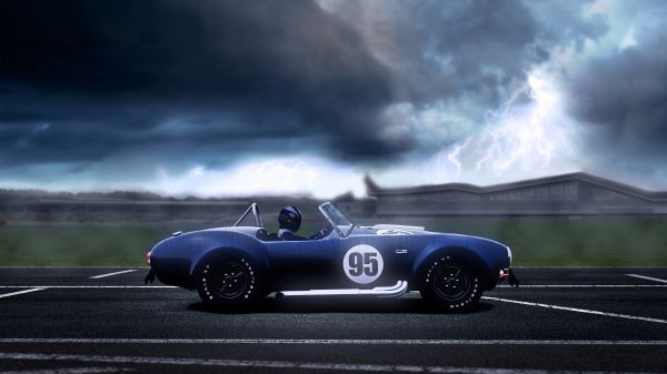car, vehicle, clouds, storm, sports car, Shelby