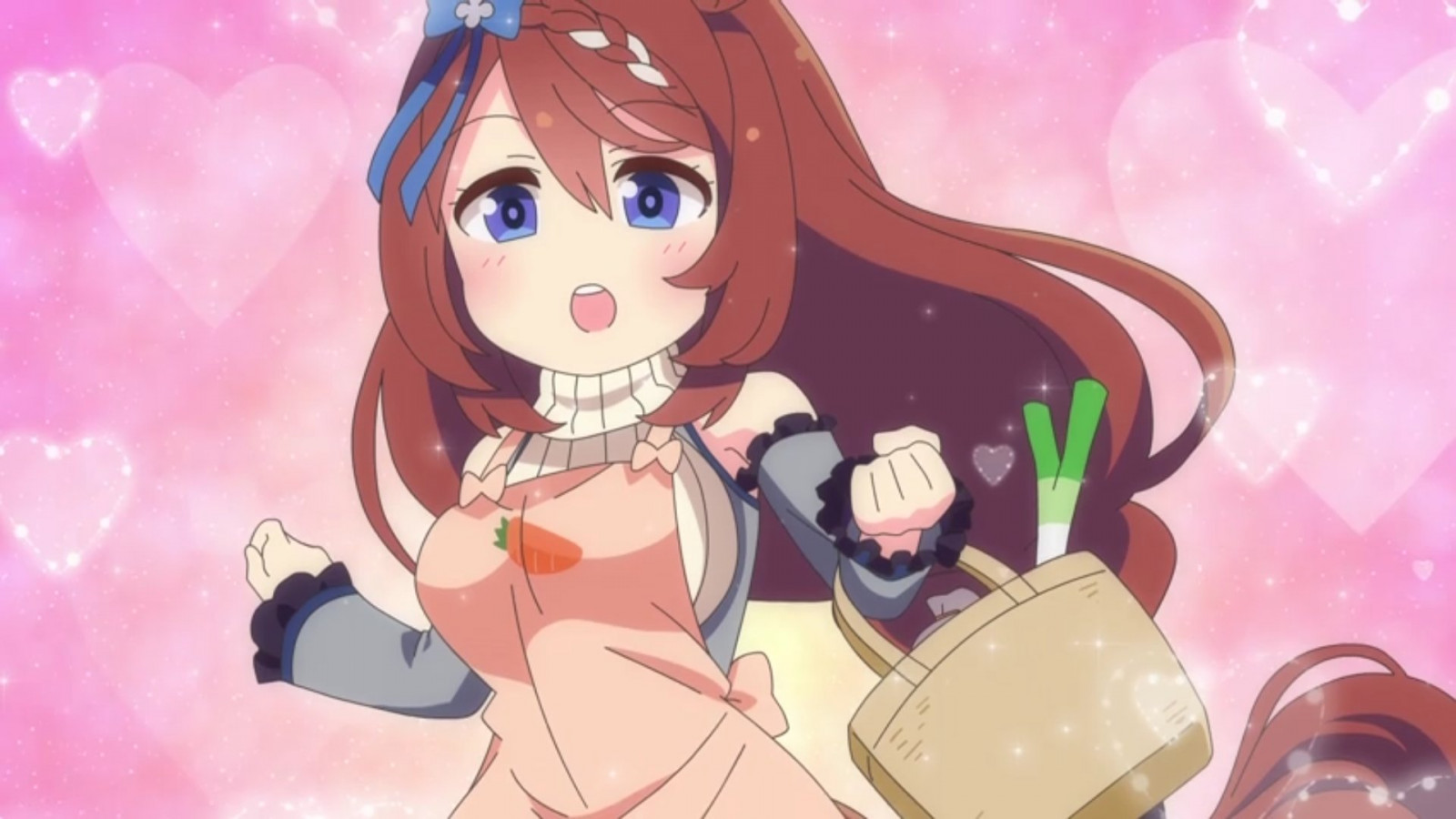 anime, anime dívky, Anime screenshot, Super Creek Uma Musume, UmaYon, zvířecí uši, Uma Musume Pretty Derby, horse girls, dlouhé vlasy, bruneta, umělecká díla, digitální umění
