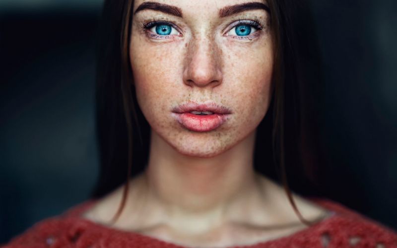 tvář, ženy, model, portrét, modré oči, bruneta tvář, ženy, model, portrét, modré oči, bruneta