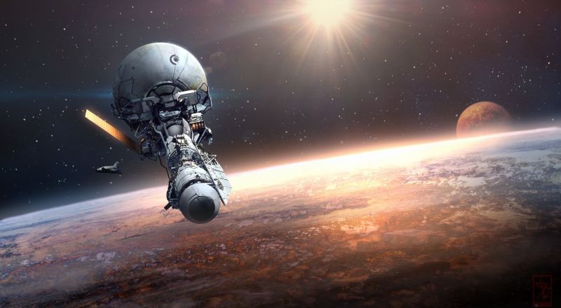 planet, space, artwork, Earth, science fiction, vehicle planet, space, artwork, Earth, science fiction, vehicle
