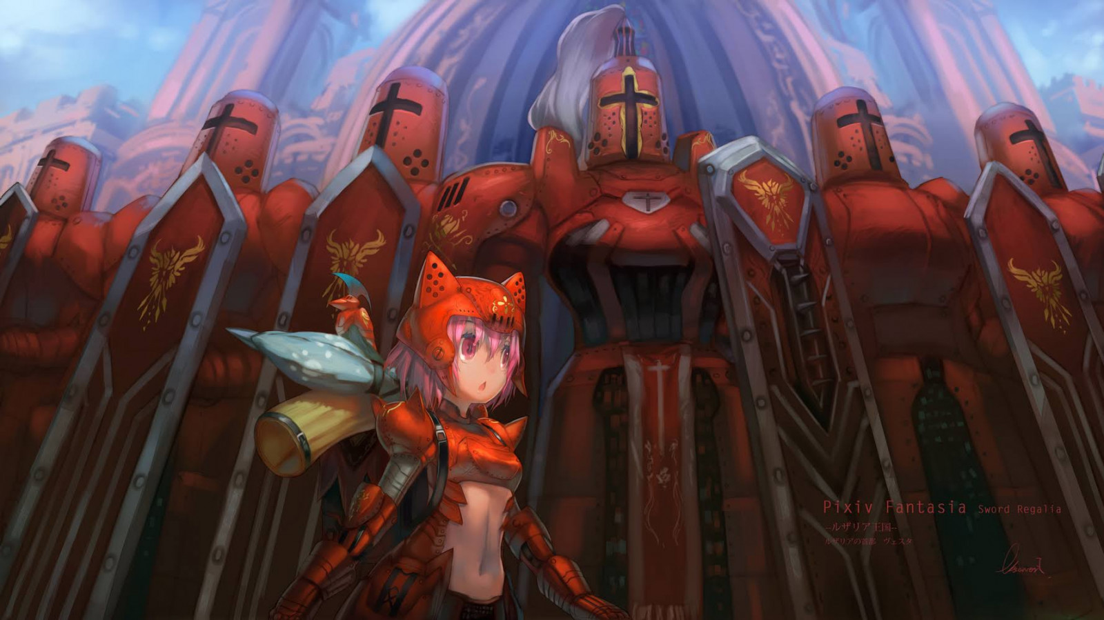 Knight Riger Girl Wallpaper : knight, belly button, adventurers, anime girls, armor ...
