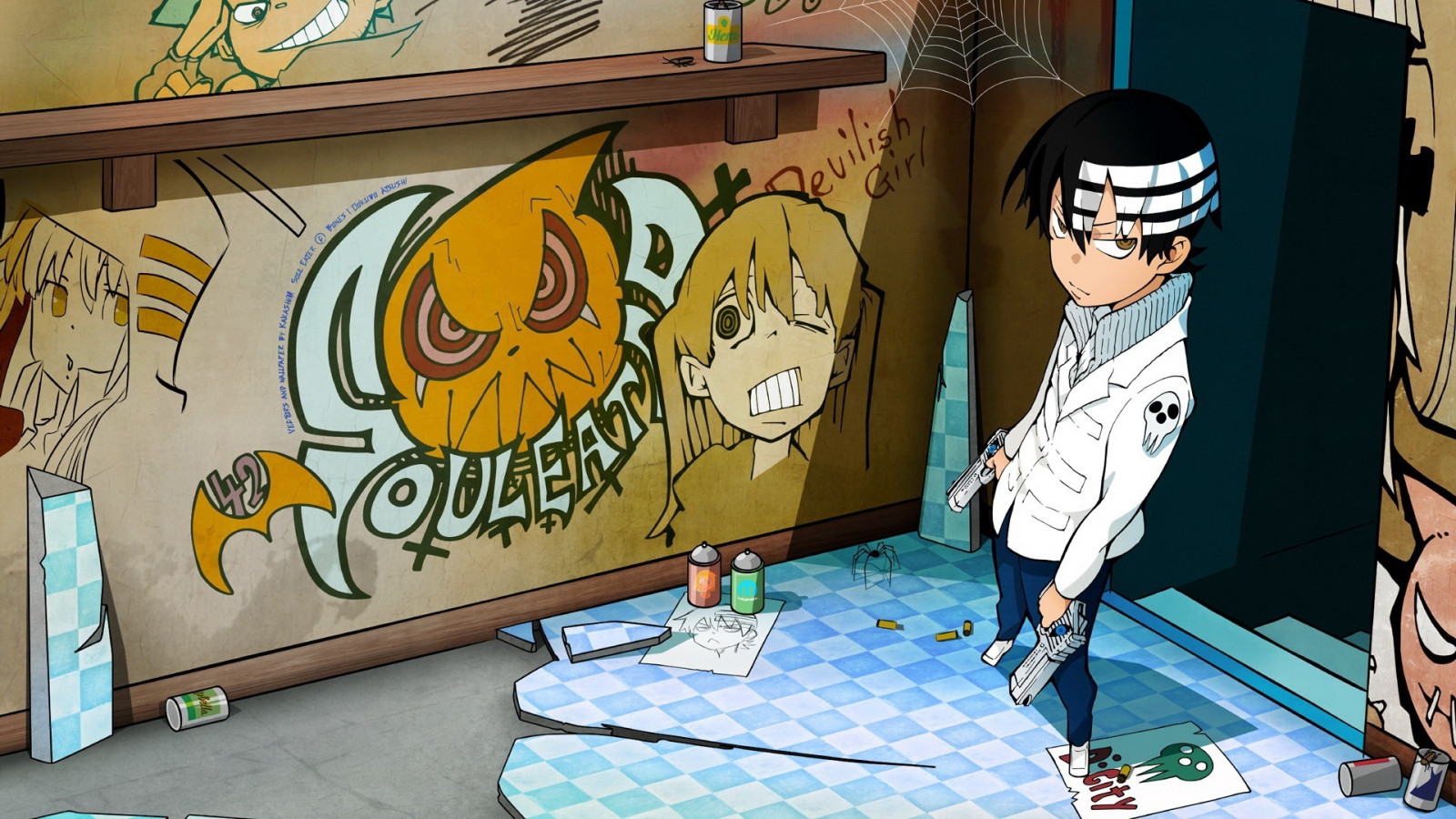 ilustrace, stěna, grafiti, pouliční umění, komiks, nástěnná malba, UMĚNÍ, chlap, zbraně