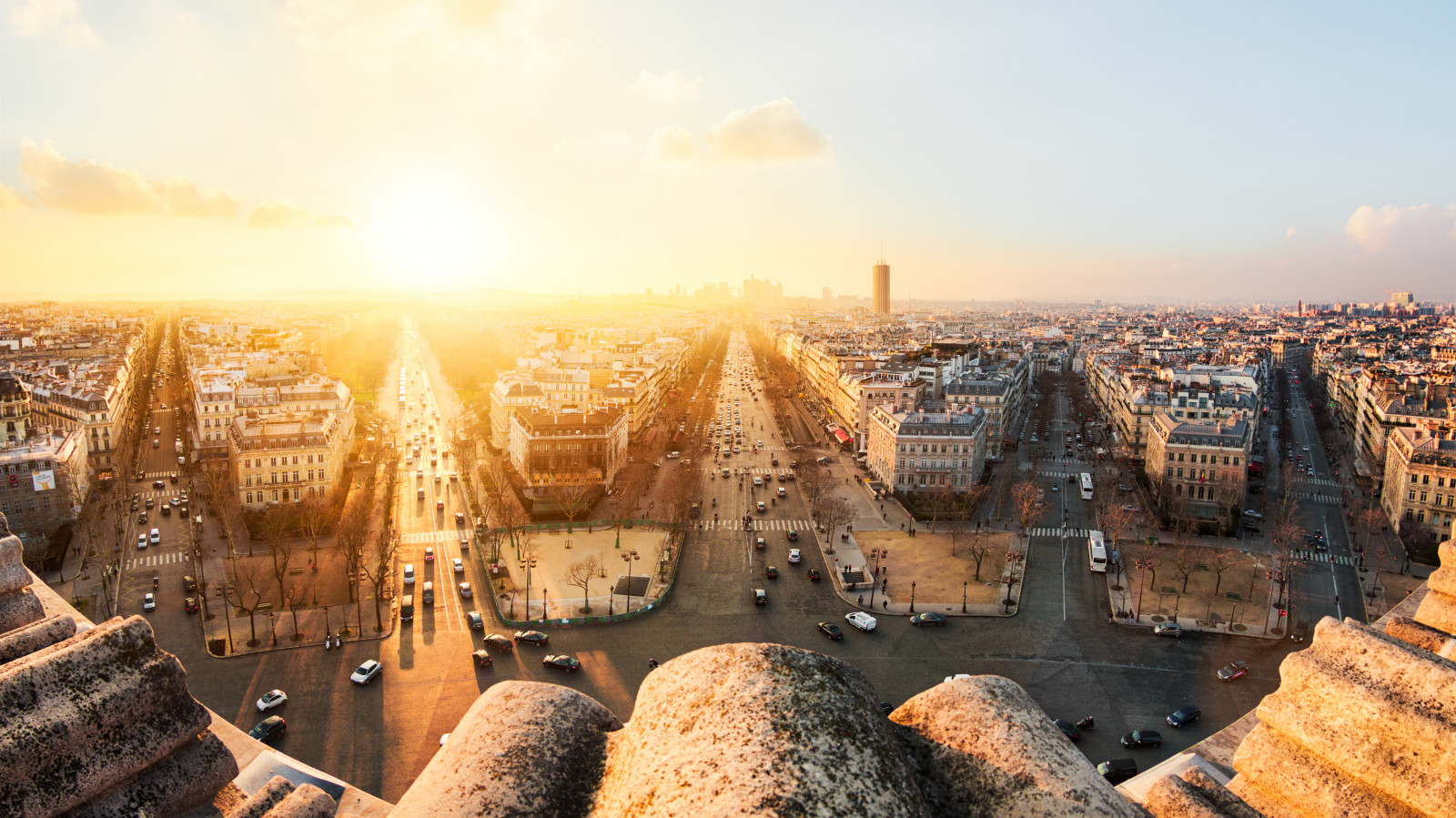 フランス, パリ, シティ, 都市景観, 太陽, 日の出, 日没, 空, 雲