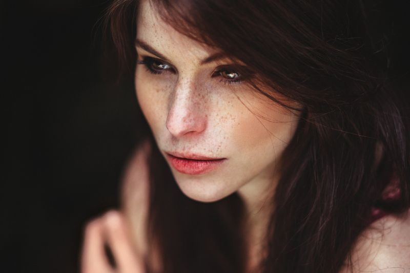 tvář, ženy, model, portrét, odvrátila, dlouhé vlasy tvář, ženy, model, portrét, odvrátila, dlouhé vlasy