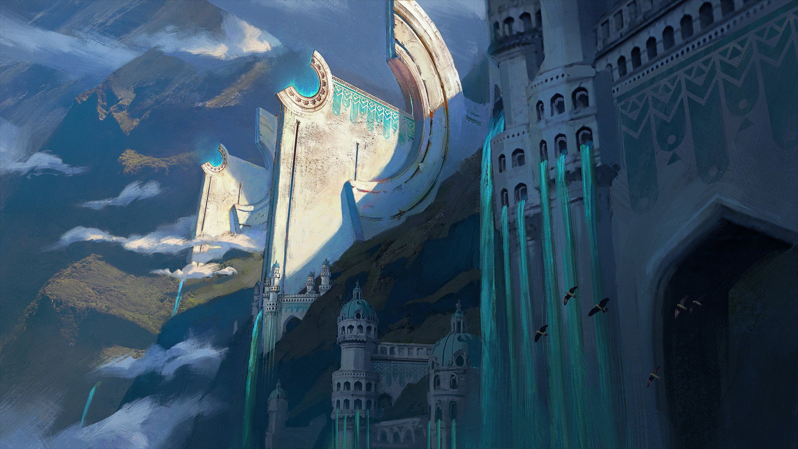digital kunst, fantasy art, Fantasy Architecture, kunstverk, fyr, borg