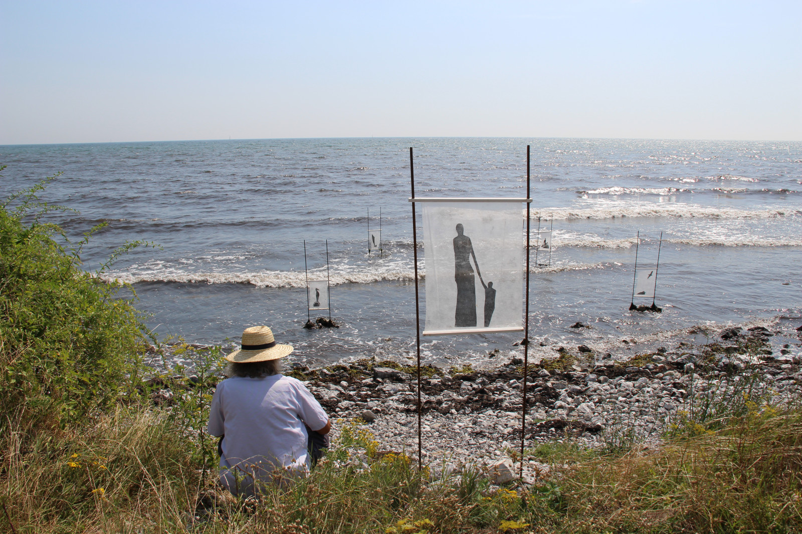 moře, záliv, voda, pobřeží, pláž, věž, pobřeží, útes, horizont, pelerína, dovolená, UMĚNÍ, Terén, oceán, konst, výstava, UTST llning, konstverk, smygehuk, tělo z vody