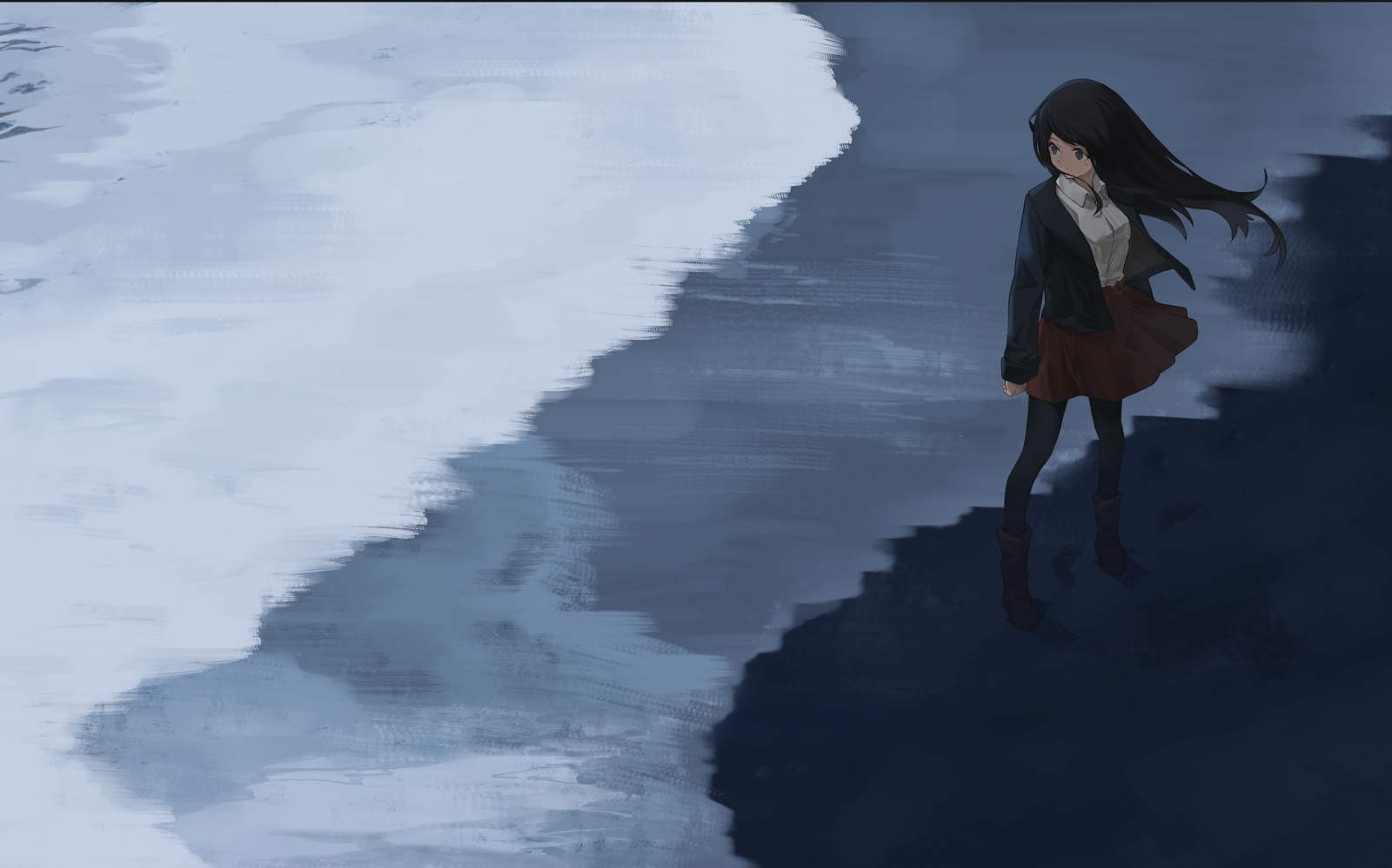 ชายหาด, กลางคืน, กระโปรง, hair on one side