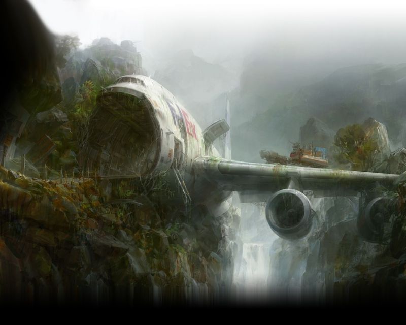 landscape, digital art, nature, sunlight, water, ruin landscape, digital art, nature, sunlight, water, ruin