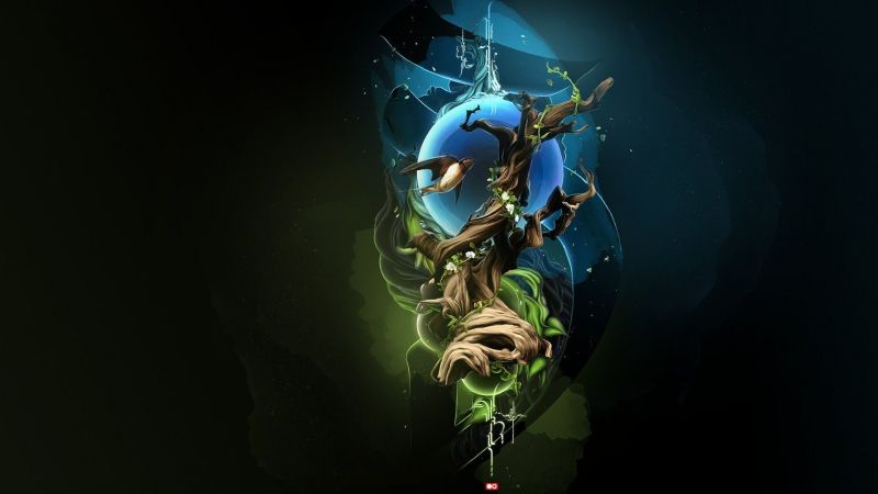 fugle, Digital kunst, Fantasy kunst, natur, 1920x1080 px, træer