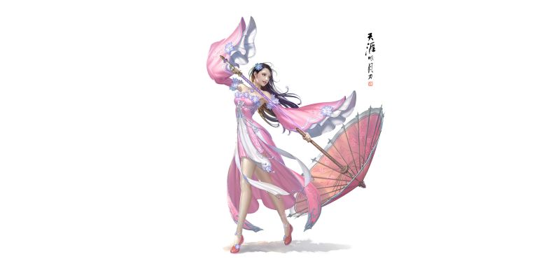 Fantasia arte, Menina de fantasia, fundo branco, Fundo simples, Guarda-chuva, vestir Fantasia arte, Menina de fantasia, fundo branco, Fundo simples, Guarda-chuva, vestir