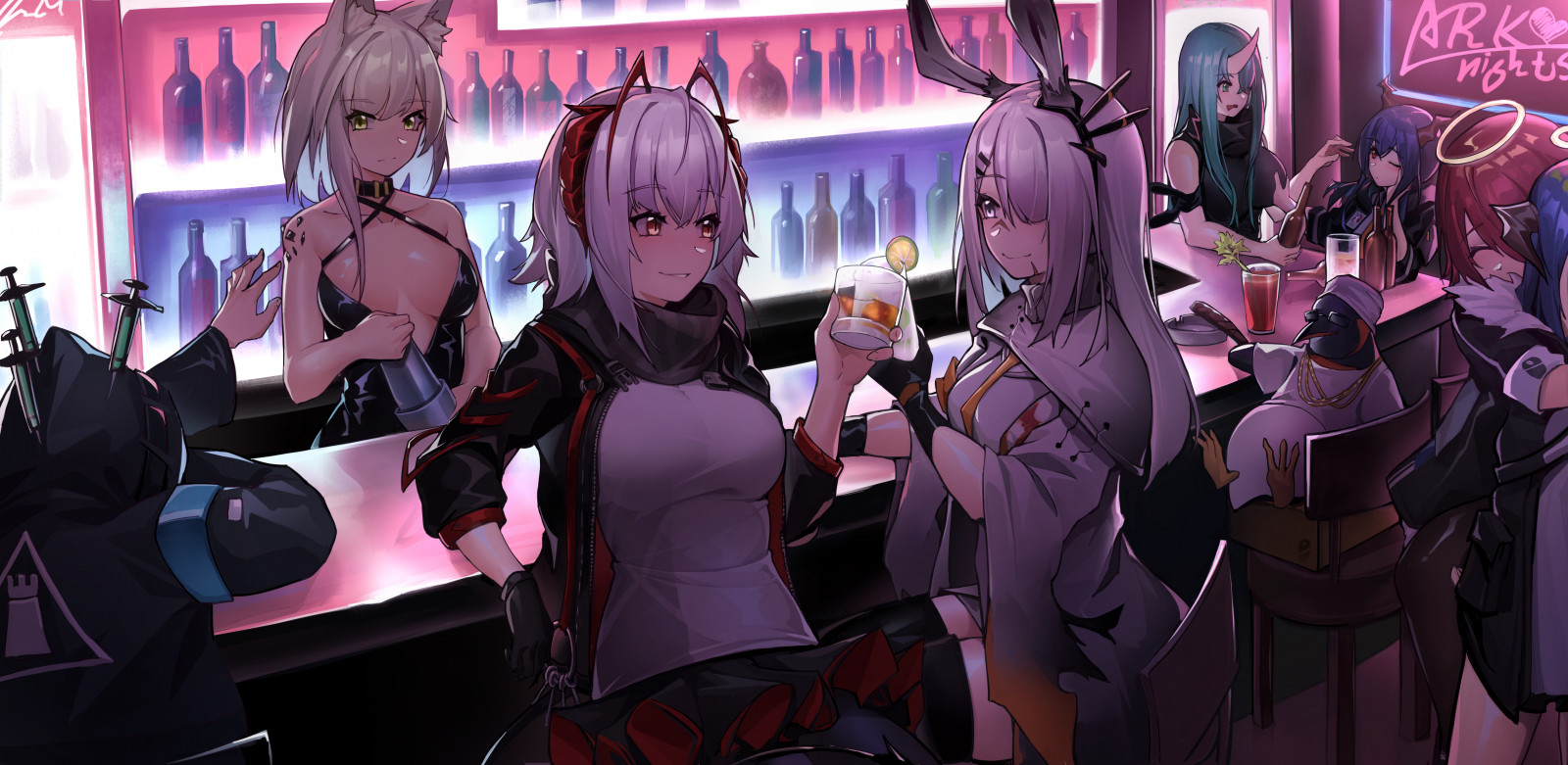 Wallpaper anime girls, digital art, artwork, 2D, portrait 7958x3889