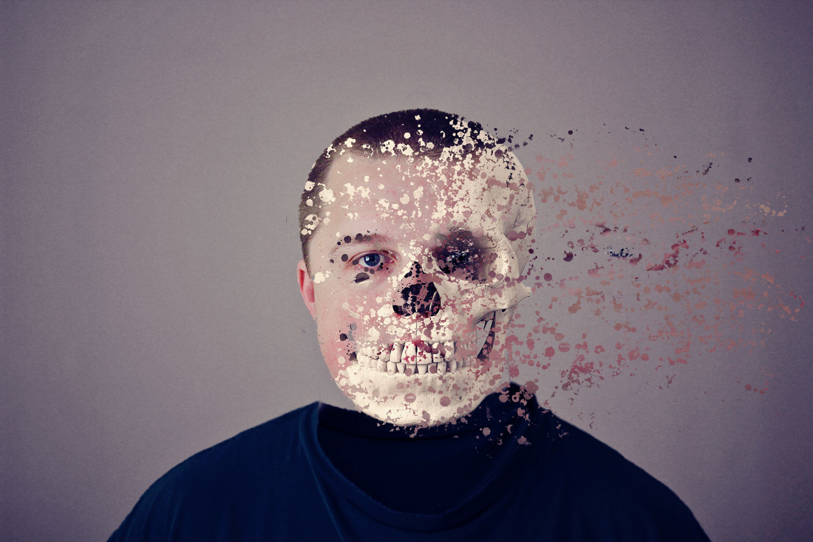 muži, tvář, Photoshop, portrét, abstraktní, nadreálný, košile, Kánon, lebka, smrt, život, drmolit, říjen, hlava, Disperze, složený, Pojmový, 50mm, washington, umělecký, oko, muž, člověk, tma, 365, chlap, tvořivý, mužský, autoportrét, složení, Spokane, vousy, tát, photoaday, lebka člověka, rozptýlit, halfface, halfskull, disintergrate, invisable, deathbecomesyou