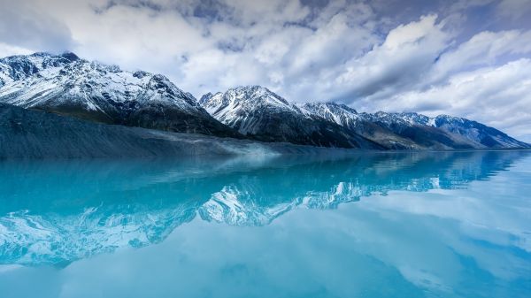 landscape, mountains, snow, clouds, nature, sky