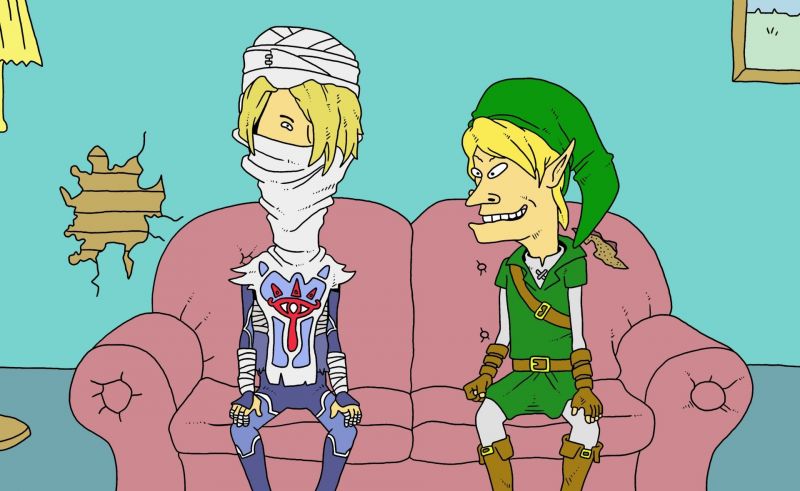 kreslená pohádka, humor, Beavis Butthead, gauč, sedící kreslená pohádka, humor, Beavis Butthead, gauč, sedící
