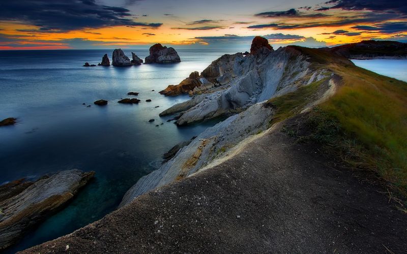 landscape, sunset, sea, bay, rock, water landscape, sunset, sea, bay, rock, water