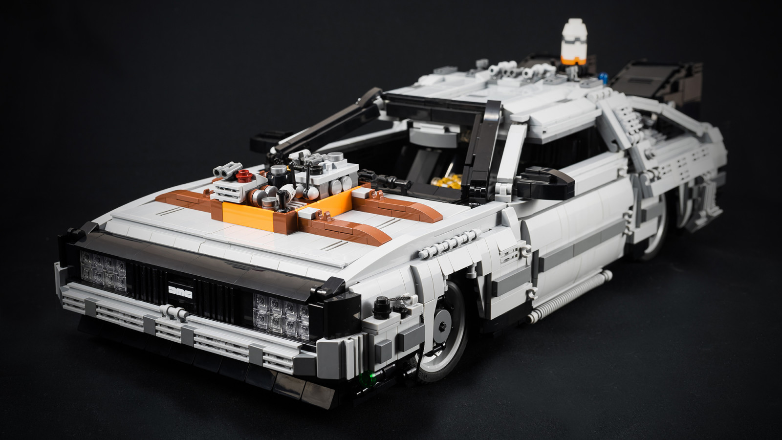 LEGO, Cihlový, stvoření, afol, vozidlo, čas, stroj, auto, film, Černá, šedá, zadní, Budoucnost, DeLorean