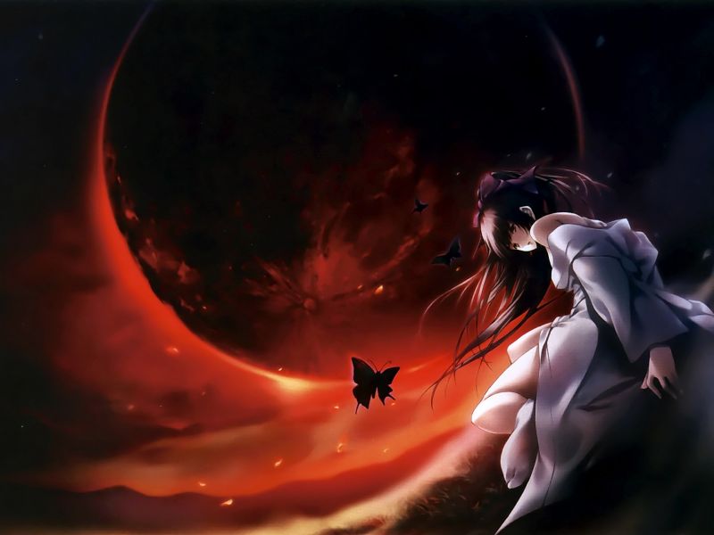 女の子,無垢グレー,惑星,バタフライ