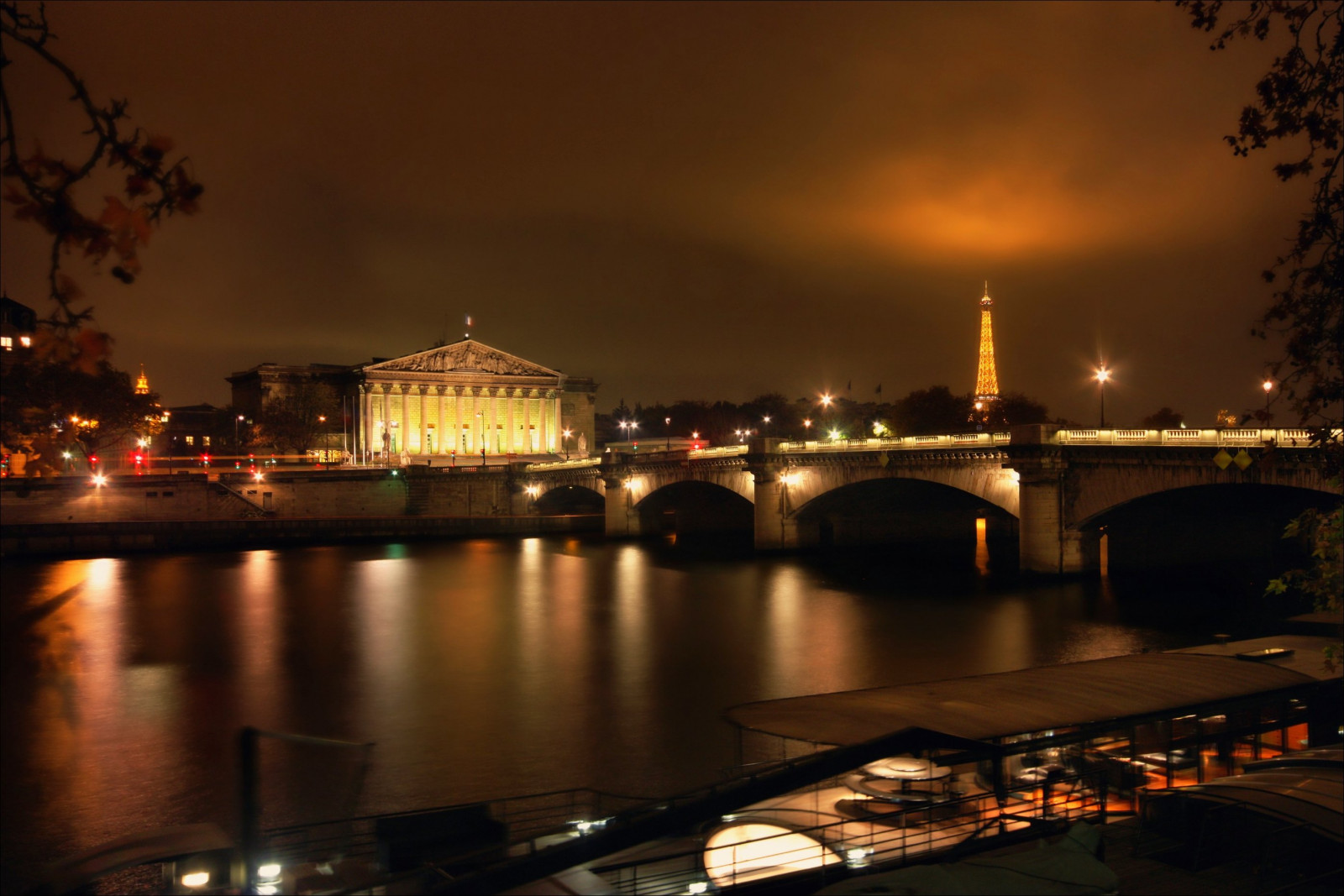 most, Paříž, Francie, věž, Seine, noc, Kánon, řeka, de, Los Angeles, Evropa, dlouho, expozice, záře, sigma, Eiffelova, Concorde, pont, palais, čtvrťák, Tuileries, bourbon, Picnik, Sestavit, nationale, 450D