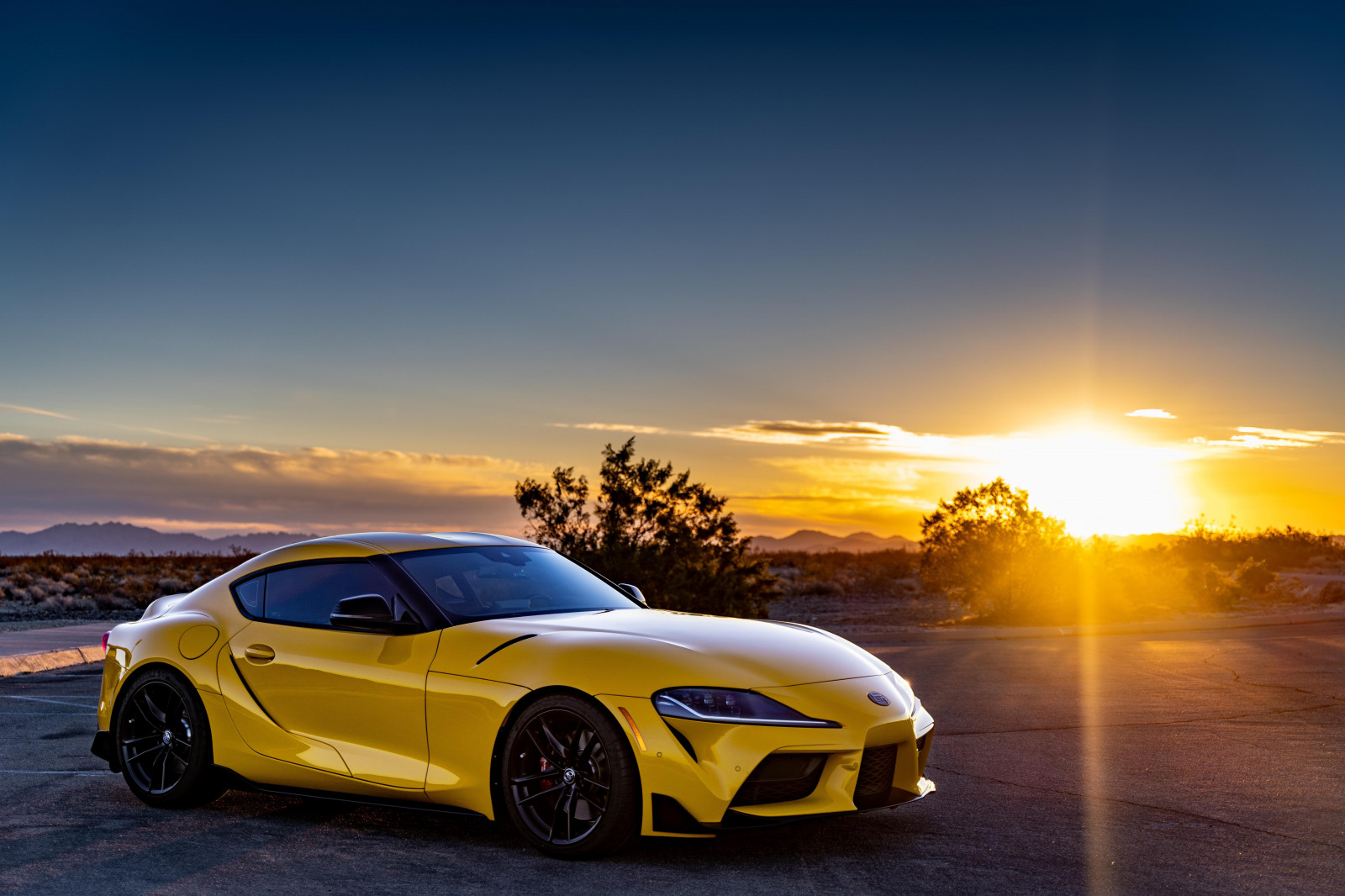 Wallpaper : Toyota Supra, mobil kuning, matahari terbenam, Mobil sport ...