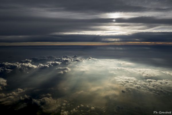 sollys, solnedgang, hav, nat, afspejling, himmel