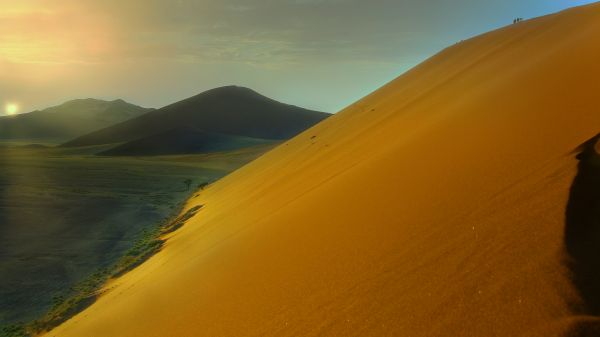 dunes,peacefull,Namibia,Sossusvlei desert,sunset,glowing