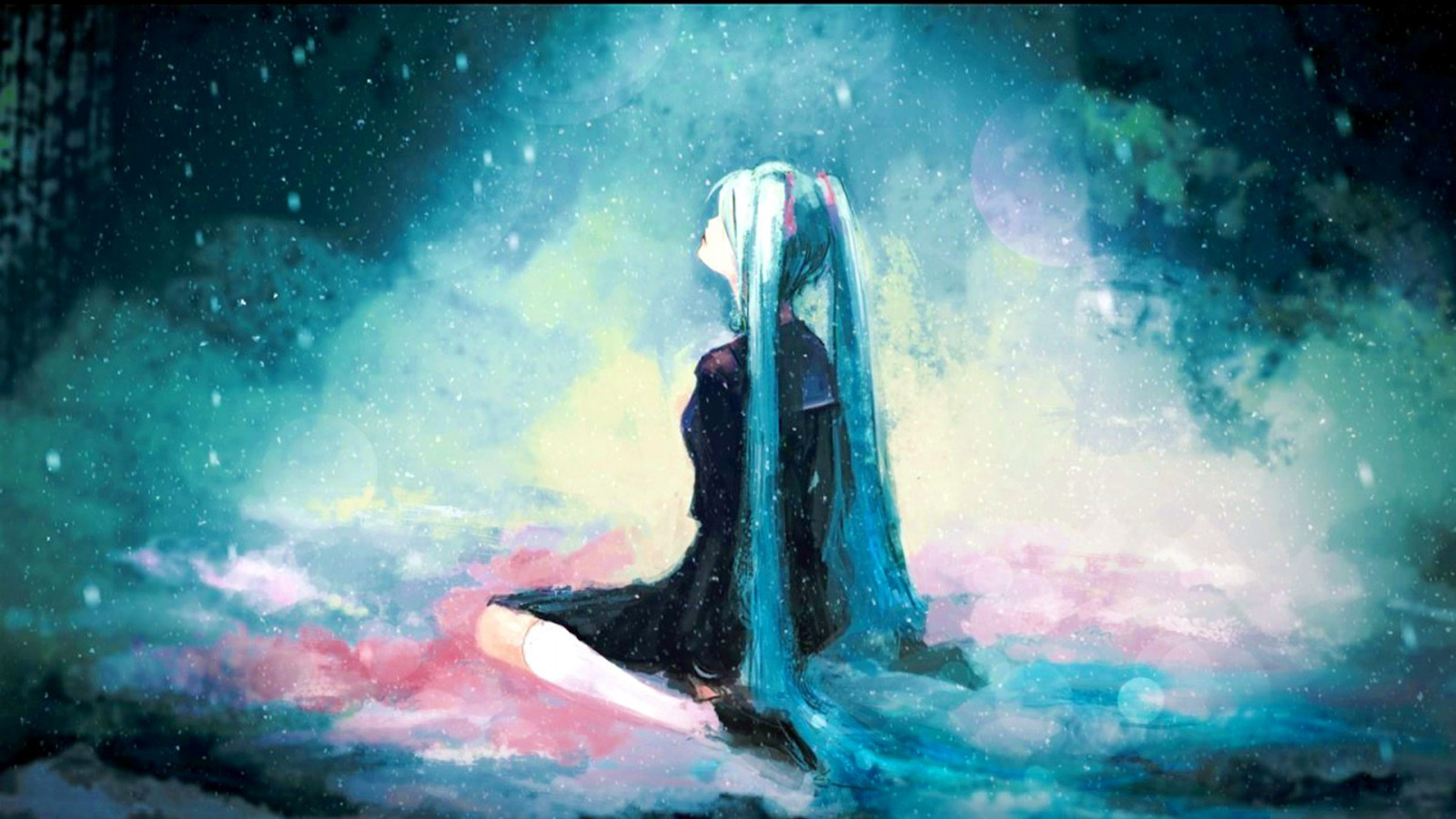 manga, Vocaloid, Hatsune Miku, Pod vodou, počítač tapeta